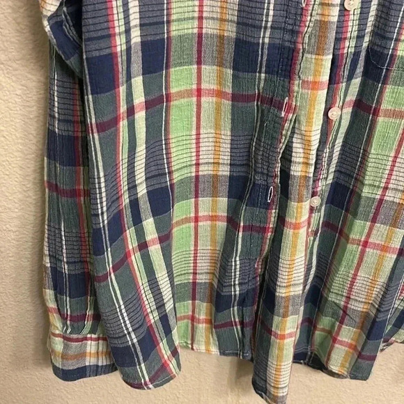 Chaps Denim Women Long Sleeve Button Down Shirt Plaid Blue Size Medium - Picture 2 of 7